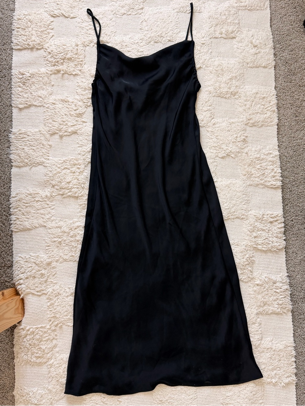 Zara Black Satin Midi Slip Dress